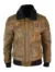 Devin Aviator Tan Bomber Brown Jacket with Patches for Men
