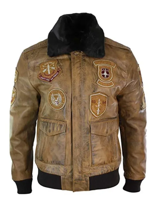 Devin Aviator Tan Bomber Brown Jacket