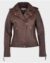 Kara Brown Distressed Biker Leather Jacket for Women