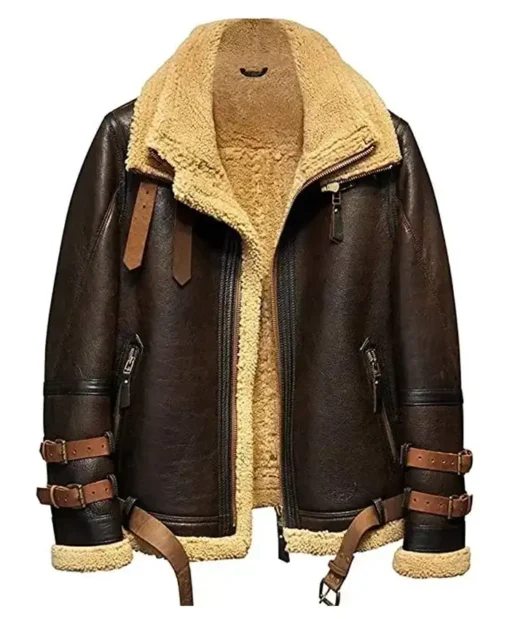 Peter Brown Triple Belted Cuffs Shearling Jacket for Men
