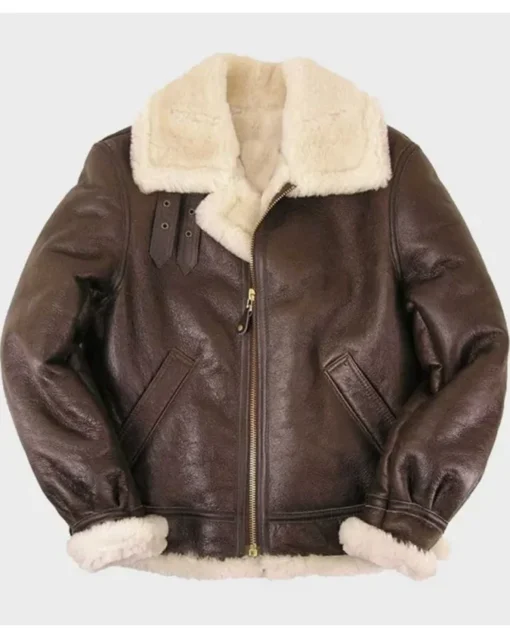 Thomas SF Shearling Sheepskin Brown Leather Jacket for Men